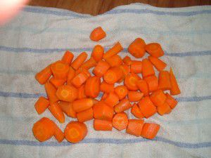 Drying the carrots Drying the carrots